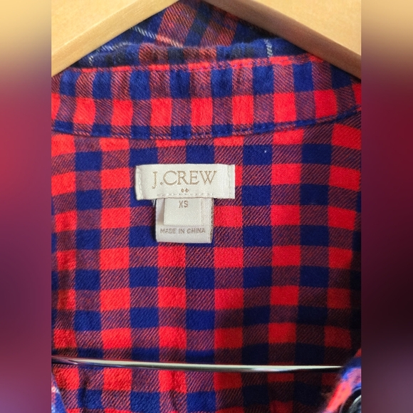 J.Crew,  Flannel Shirt Dress with Pockets, Red/Blue Plaid, Size XS - Picture 7 of 7